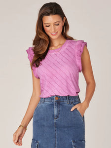Mineral Washed Ruffle Sleeve Tank
