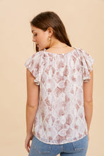 Load image into Gallery viewer, RUFFLE DETAILED CHIFFON SNAKESKIN PRINT BLOUSE
