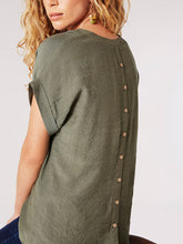 Load image into Gallery viewer, Apricot Slub Shimmer V/Nk Button Back Top
