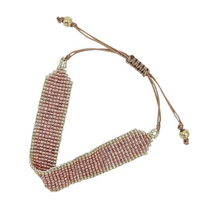 Rose Gold Seed Bead Half Inch Pull String Bracelet